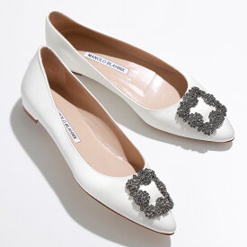 MANOLO BLAHNIK マノロブラニク パンプス HANGISIFLAT FMC SATIN 010 レディース ハンギシフラット サテン 9XX 0348 ジュエルバックル シューズ 靴 130/LCRM(1309)