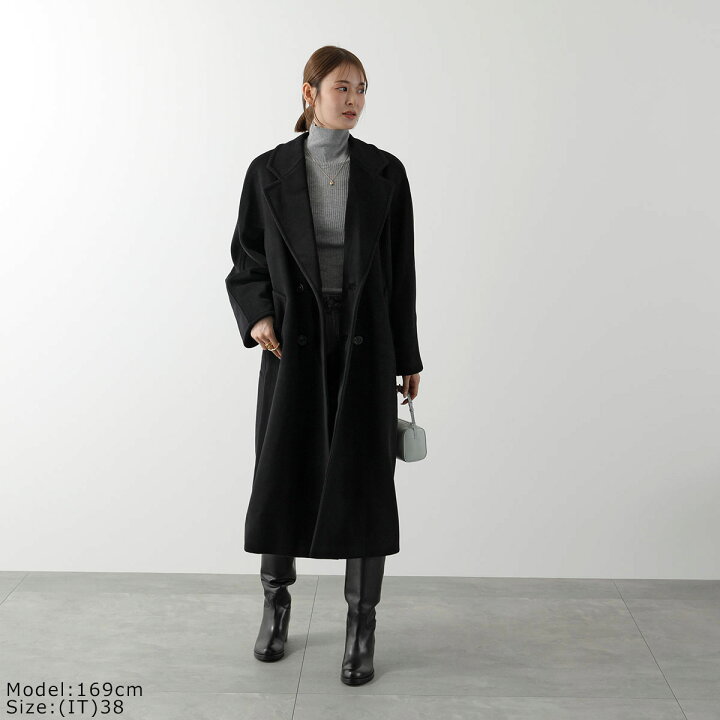 Max Mara ダブルチェスターロングコート ブラック 38 - チェスターコート 