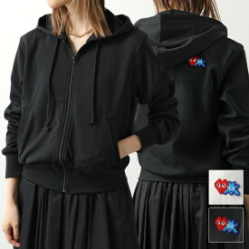 PLAY COMME des GARCONS プレイ コムデギャルソン パーカー T333 レディース フーディー ジップアップ インベーダー ハートワッペン 長袖 カラー2色