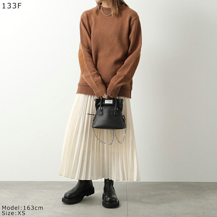 マルジェラ ウール タートルニット エルボーパッチ レザー Maison  