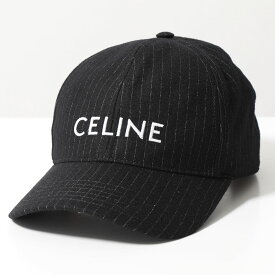 CELINE セリーヌ ベースボールキャップ 2AUS9495R.38CE メンズ ストライプ 刺繍ロゴ ウール 帽子 ブラック