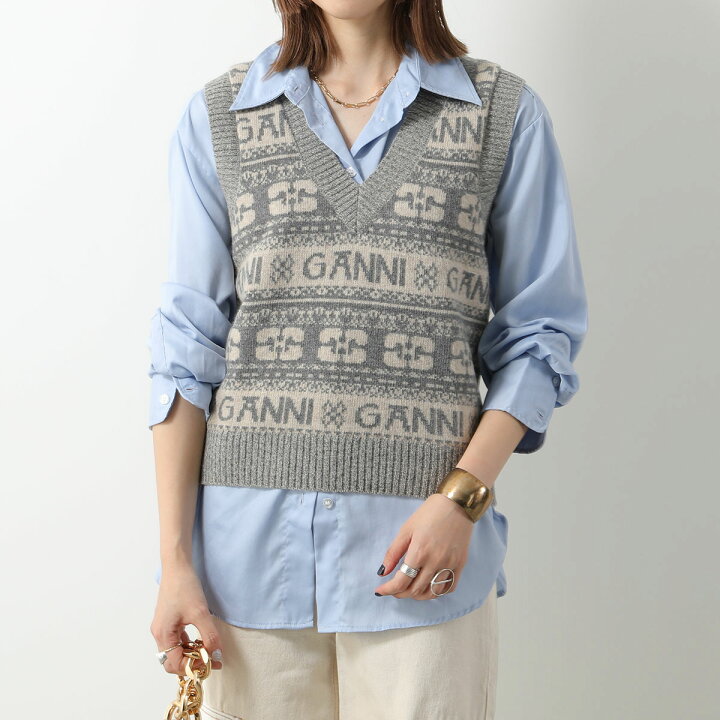 楽天市場】GANNI ガニー ニットベスト Logo Wool Mix Vest K1902 K1972  