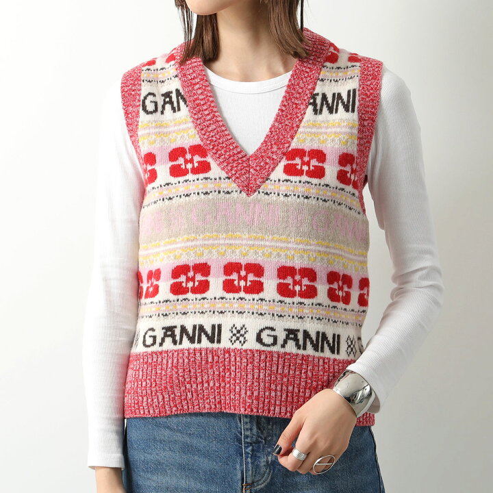 楽天市場】GANNI ガニー ニットベスト Logo Wool Mix Vest K1902 K1972  