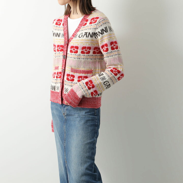 楽天市場】GANNI ガニー カーディガン Logo Wool Mix Cardigan K1901 