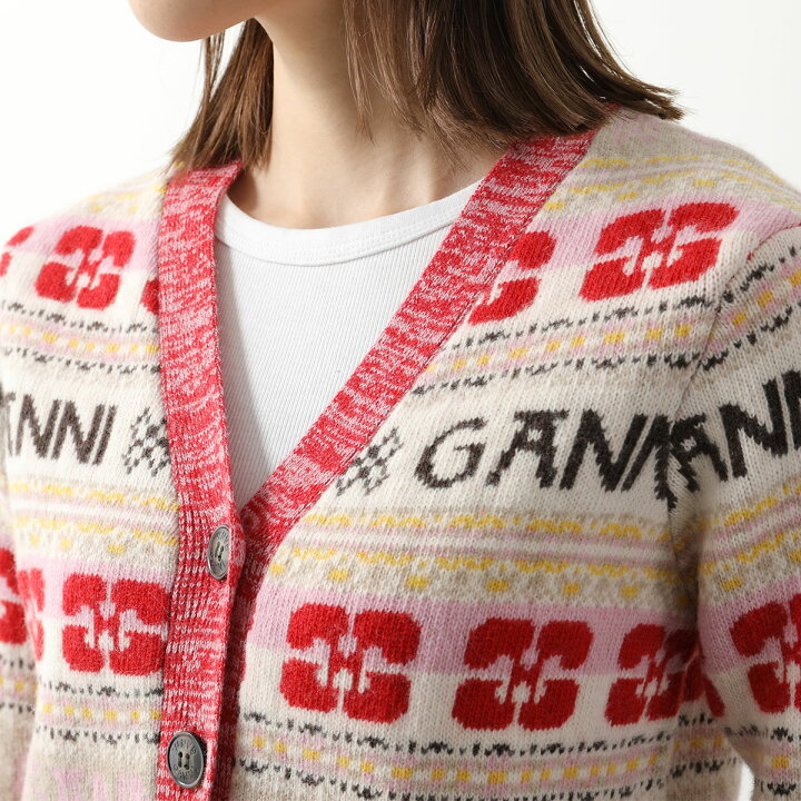 楽天市場】GANNI ガニー カーディガン Logo Wool Mix Cardigan K1901 
