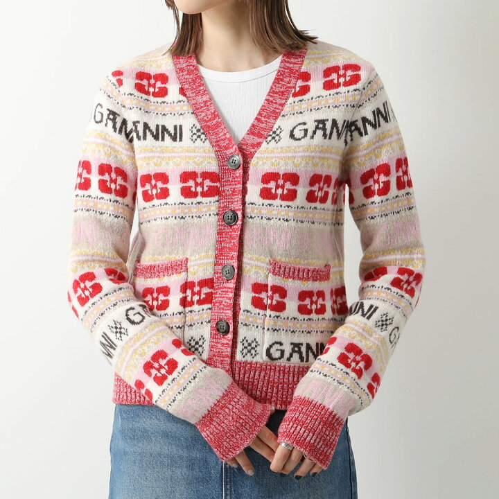 楽天市場】GANNI ガニー カーディガン Logo Wool Mix Cardigan K1901 