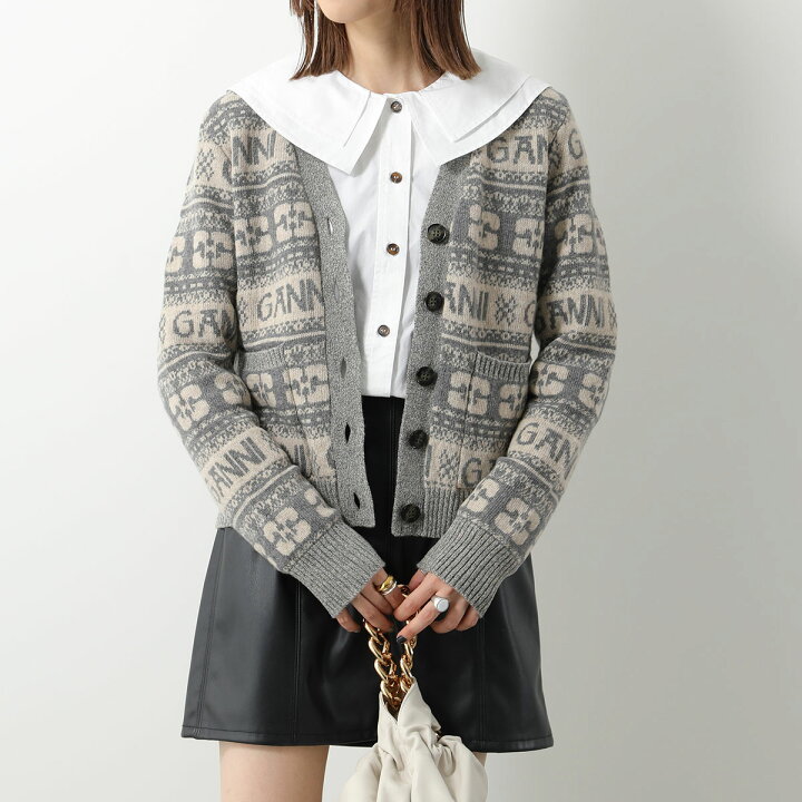 楽天市場】GANNI ガニー カーディガン Logo Wool Mix Cardigan K1901 