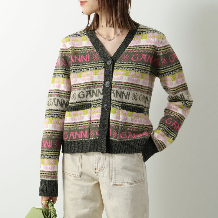 楽天市場】GANNI ガニー カーディガン Logo Wool Mix Cardigan K1901 