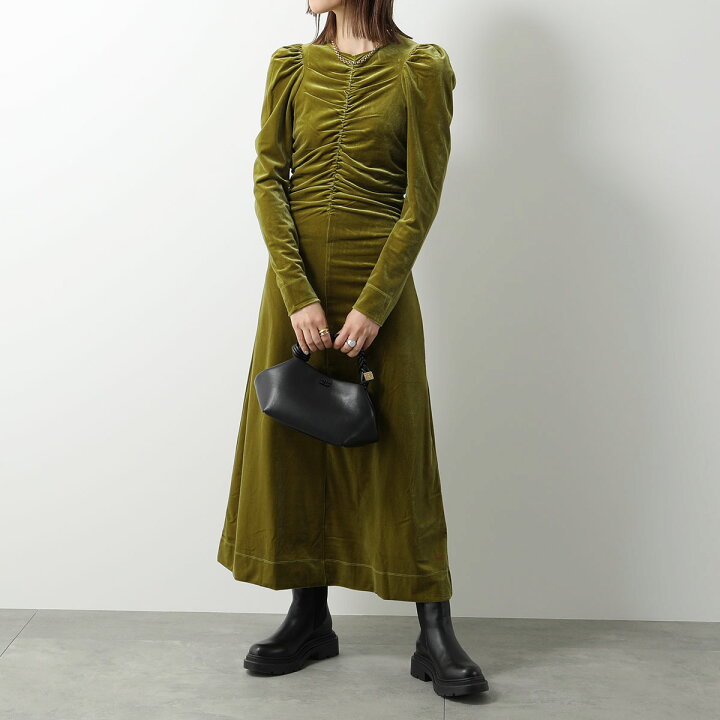 楽天市場】GANNI ガニー ワンピース Velvet Jersey Gathered Long  