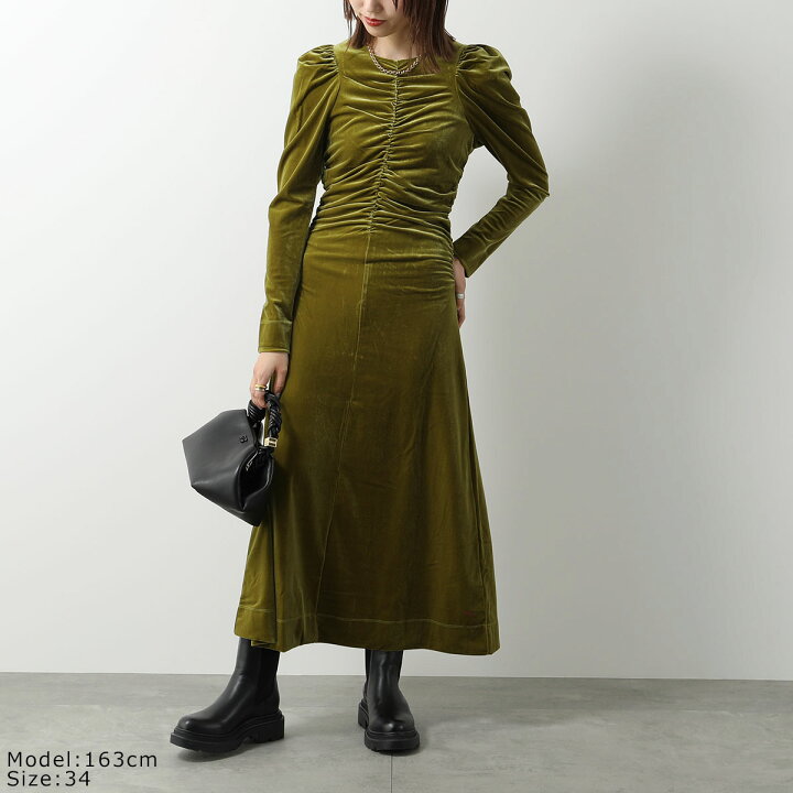 楽天市場】GANNI ガニー ワンピース Velvet Jersey Gathered Long 
