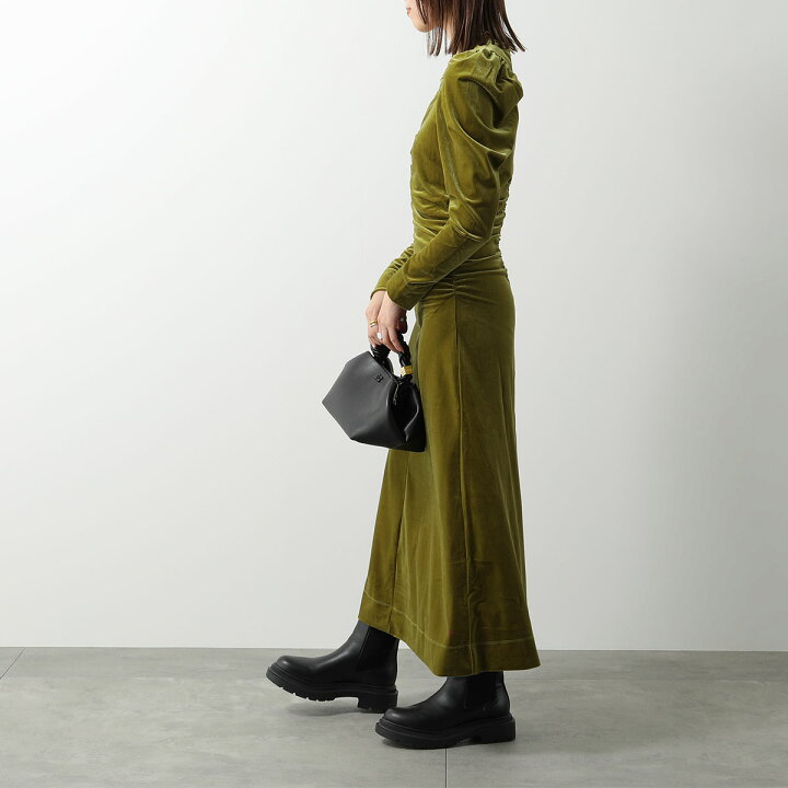 楽天市場】GANNI ガニー ワンピース Velvet Jersey Gathered Long 