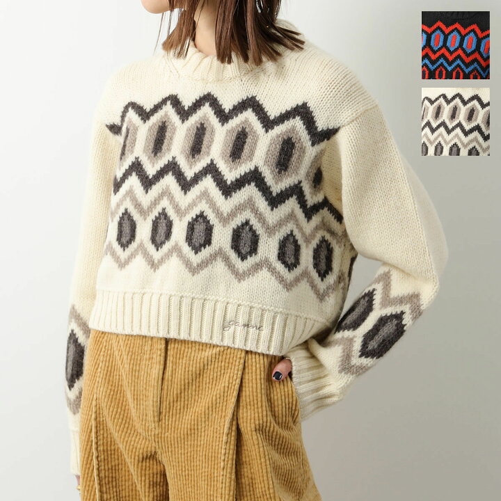 楽天市場】GANNI ガニー セーター Chunky Graphic Wool Cropped O-neck 
