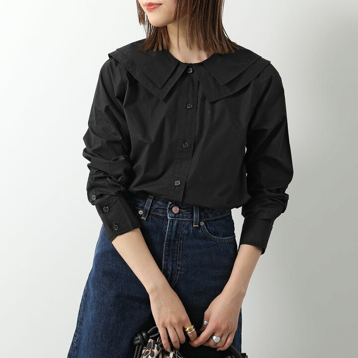 楽天市場】GANNI ガニー シャツ Cotton Poplin Double-Collar Shirt 