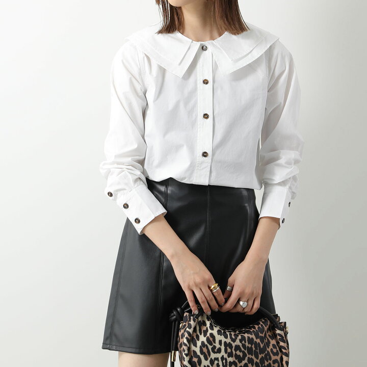 楽天市場】GANNI ガニー シャツ Cotton Poplin Double-Collar Shirt  