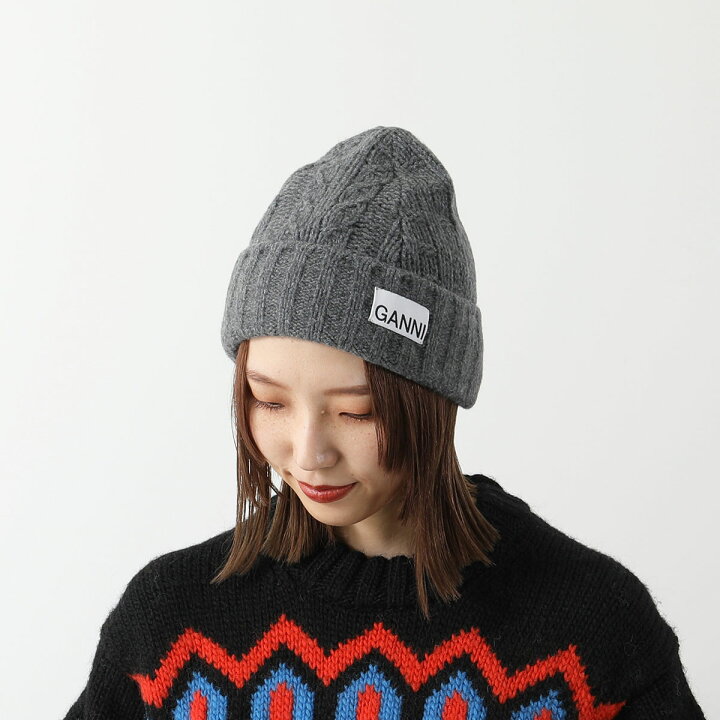 楽天市場】GANNI ガニー ニット帽 Cable Beanie ケーブル ビーニー 