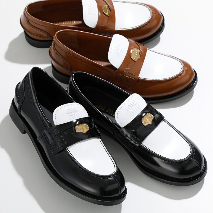 ミュウミュウ miumiu ペニーローファー ローヒール レザー エンボス  