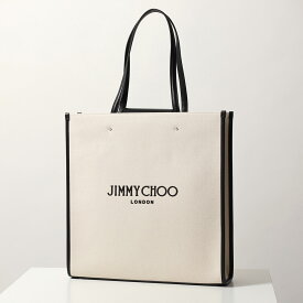Jimmy Choo ジミーチュウ トートバッグ N/S TOTE/L CZM メンズ キャンバス×レザー ロゴ 鞄 NATURAL/BLACK/SILVER
