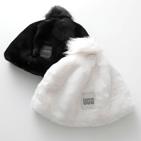 UGG アグ ファーキャップ W FAUX FUR BEANIE W POM フォー ファー ビーニー W ポム 21692 レディース ポンポン ロゴ 帽子 カラー2色