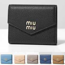 MIUMIU ミュウミュウ 二つ折り財布 5MH040 2DT7 レディース レザー スモール ミニ財布 豆財布 メタルロゴ カラー9色