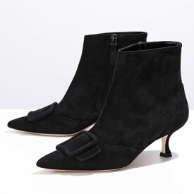 MANOLO BLAHNIK マノロブラニク ショートブーツ BAYLOW050 ベイロウ レディース スウェード アンクルブーツ ポインテッドトゥ シューズ 靴 0015/BLACK