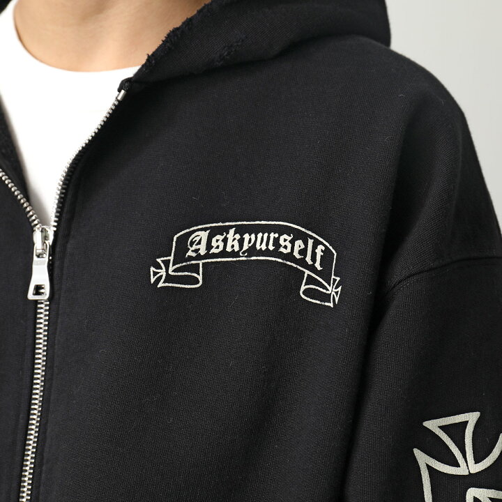 楽天市場】ASKYURSELF アスクユアセルフ パーカー BANNED ZIP HOODIE  