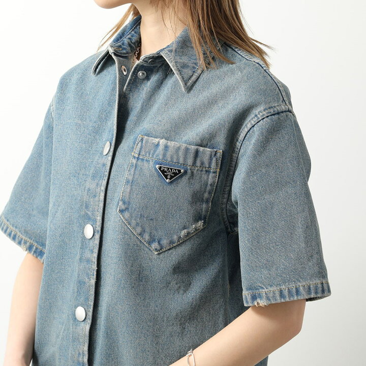 楽天市場】PRADA プラダ デニム シャツ GFC037 13Z6 レディース 半袖  