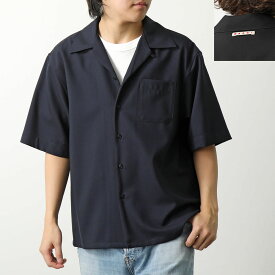 MARNI マルニ ボウリングシャツ CUMU0213A5 TW839 メンズ トロピカルウール ロゴ 半袖 胸ポケット 00B99/BLUBALCK