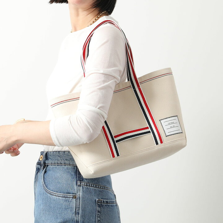 THOM BROWNE (トムブラウン) キャンバス ストライプ ミディアムトート  