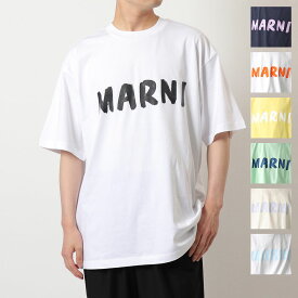MARNI マルニ Tシャツ THJET49EPH USCS11 メンズ マルニレタリングプリント ミドルスリーブ クルーネック オーバーサイズ 半袖 カットソー ロゴT カラー9色