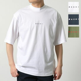 MARNI マルニ Tシャツ HUMU0223P1 USCS87 メンズ コットン ちびロゴT モックネック オーバーサイズ 半袖 カラー4色