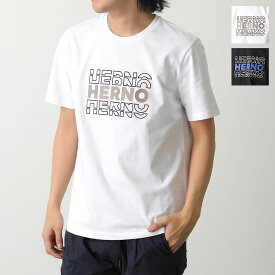 HERNO ヘルノ 半袖 Tシャツ JG000195U 52000 メンズ ロゴ 刺繍 コットン クルーネック メタルロゴプレート カラー2色