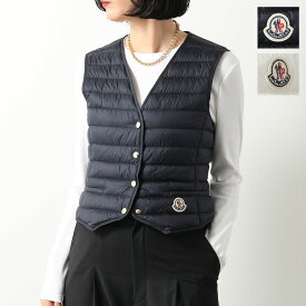 MONCLER モンクレール ダウンベスト 2F00010 595FE レディース ナイロン インナーダウン Vネック アイコンパッチ カラー2色