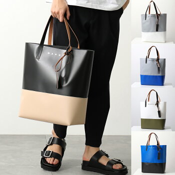 MARNI マルニ トートバッグ TRIBECA トライベッカ SHMQ0037A0 P5769 メンズ ショッピングバッグ バイカラー ロゴ 鞄 カラー5色【po_sannn】
