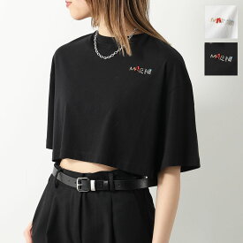 MARNI KIDS マルニ キッズ Tシャツ M01025 M00SG レディース ガールズ クロップド丈 半袖 カットソー ロゴT ビジュー装飾ロゴ クルーネック コットン カラー2色