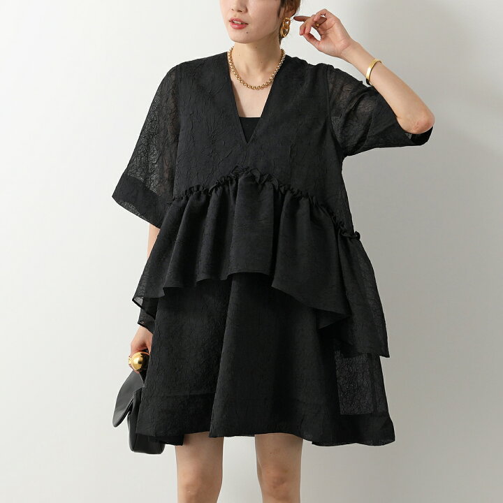 楽天市場】GANNI ガニー ワンピース Crinkled Georgette Flounce Mini 