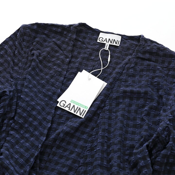 楽天市場】GANNI ガニー ワンピース Stretch Seersucker Gathered Midi 
