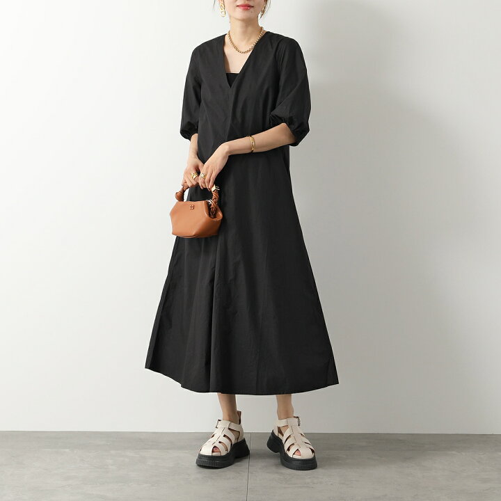 楽天市場】GANNI ガニー ワンピース Cotton Poplin V-Neck Long Dress 