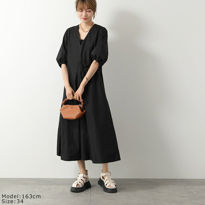 楽天市場】GANNI ガニー ワンピース Cotton Poplin V-Neck Long Dress 