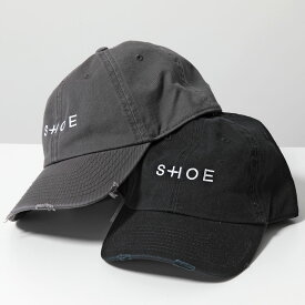 SHOE シュー ベースボールキャップ CAP9405 メンズ コットン ロゴ 刺繍 ダメージ加 帽子 BLACK【po_fifth】