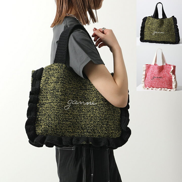 楽天市場】GANNI ガニー トートバッグ Cotton Crochet Frill Tote 