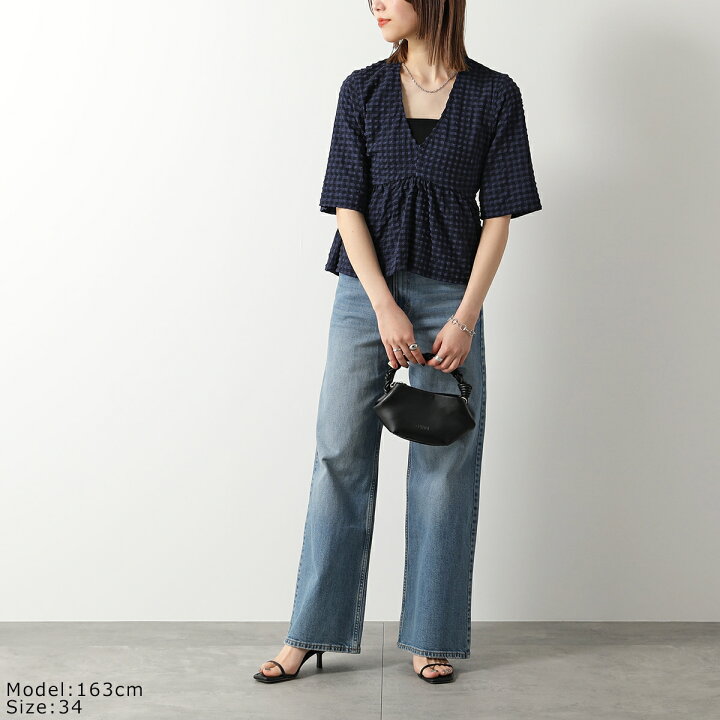 楽天市場】GANNI ガニー ブラウス Stretch Seersucker V-neck Peplum 