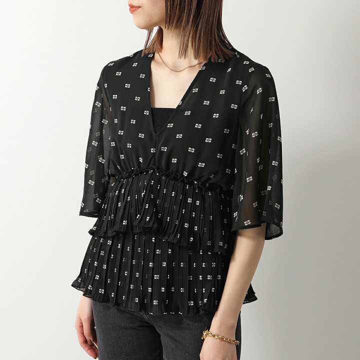 楽天市場】GANNI ガニー ブラウス Pleated Georgette V-neck Flounce 