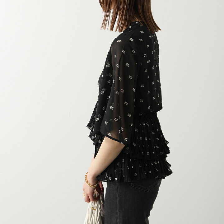 楽天市場】GANNI ガニー ブラウス Pleated Georgette V-neck Flounce 