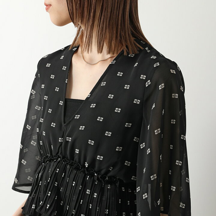楽天市場】GANNI ガニー ブラウス Pleated Georgette V-neck Flounce 