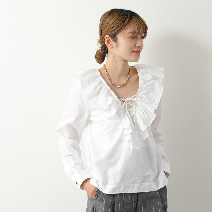 楽天市場】【訳あり-36のみ】GANNI ガニー ブラウス Cotton Poplin 