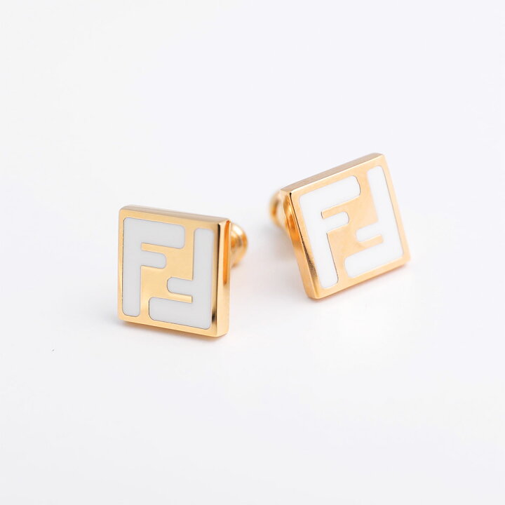 FENDI フェンディ グレ スクエア ゴールド イヤリング ヴィンテージ