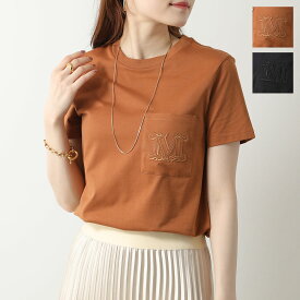 MAX MARA マックスマーラ Tシャツ PAPAIA1 レディース 半袖 カットソー クルーネック コットン 胸ポケット MロゴT 刺繍 カラー2色【po_fifth】