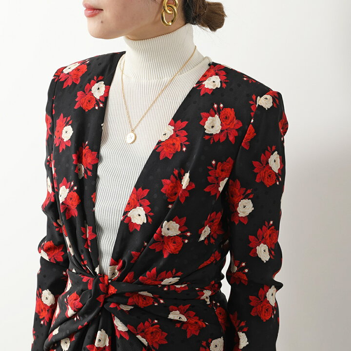 1990AW イヴサンローラン フローラル 長袖 ドレスワンピース フランス  