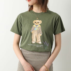 Polo Ralph Lauren ポロ ラルフローレン Tシャツ 211924292 レディース 半袖 クルーネック コットン カットソー ポロベア ロゴT 刺繍 001/OLIVE