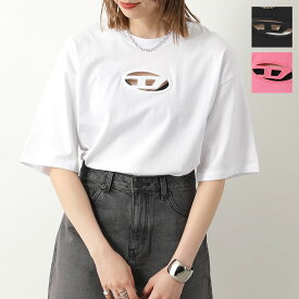 DIESEL ディーゼル Tシャツ T-ROWY-OD A11559 0NIAX レディース 半袖 クルーネック コットン カットアウト ロゴ 刺繍 オーバーサイズ カラー3色